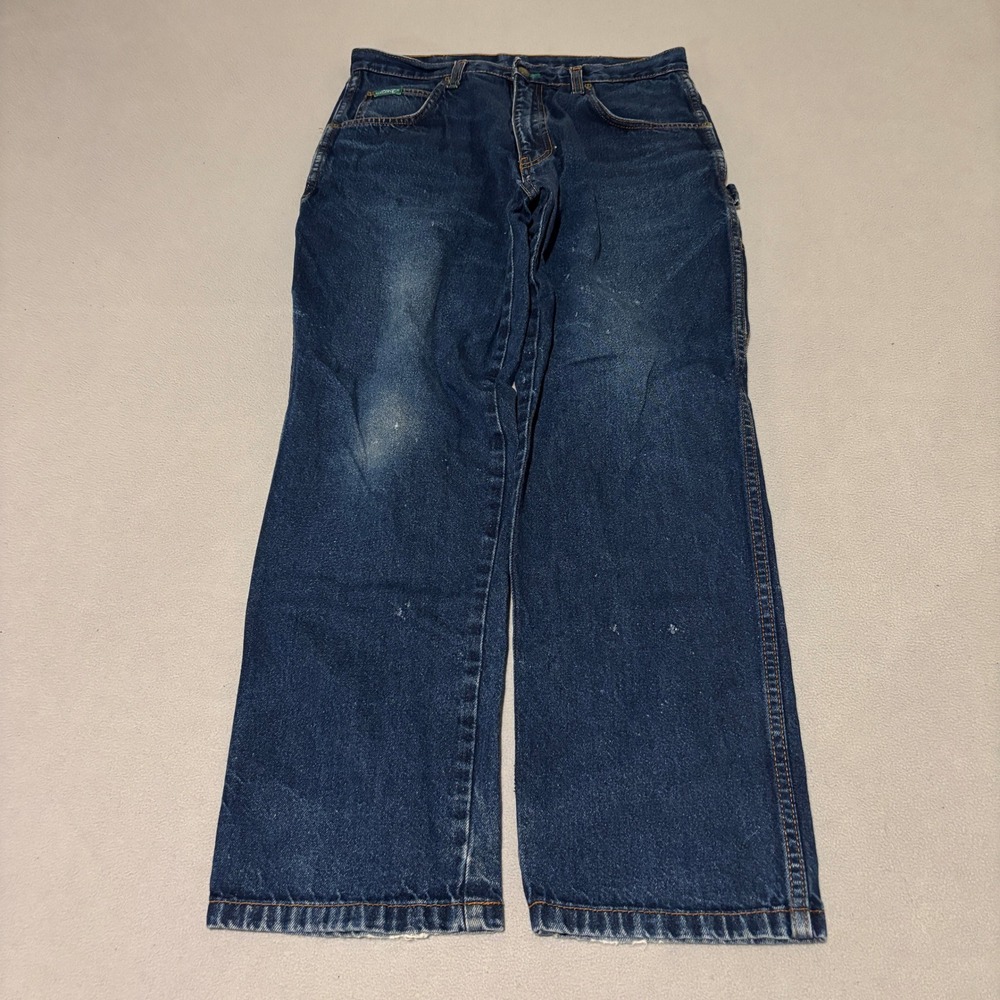 Liberty Mens Carpenter Jeans 32x30 Dark Wash‎ Blue Denim Hammer Loop Gorpcore